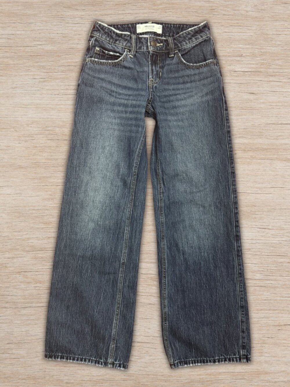 Hollister Low Rise Baggy Jeans Dark Wash Size 000R W/23 Preppy Grunge Denim